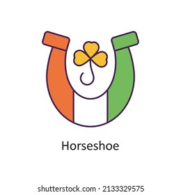 Horseshoe Vector Filled Outline Icon Design illustration. St Patrick's Day Symbol on White background EPS 10 File