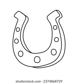 Horseshoe vector icon in doodle style. Symbol in simple design. Cartoon object hand drawn isolated on white background.