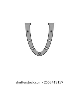 Horseshoe, vector icon. Gray horseshoe with holes.