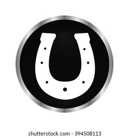 horseshoe - vector icon on a black button