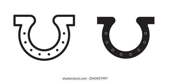 Horseshoe vector icon set in black.