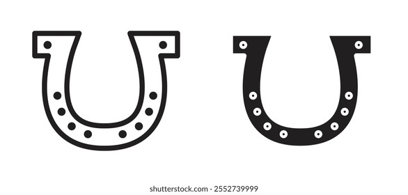 Horseshoe vector icon set black filled and outlined style.