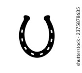 Horseshoe vector icon silhouette lucky design. Horse shoe western design symbol farm isolated logo