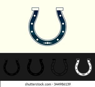 Horseshoe Vector Illustration, Horse Foot Print Lucky Charm Logo, Icon, Symbol Or Emblem