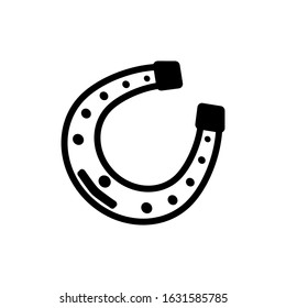 Horseshoe. Vector Illustration on the theme Patrick Day. Black icon isolated on a white background. For a logo, poster or banner and greeting card.