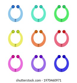 Horseshoe, vector image. The talisman of happiness and good luck. Set of multicolored horseshoes.