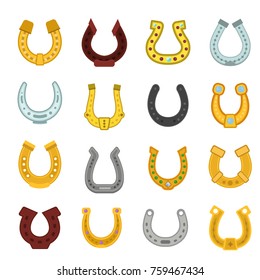 Horseshoe vector luck horse hoof shoe lucky symbol fortune talisman icons animal leg illustration. Symbols of Good Luck talisman or heraldic mascot