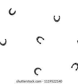 Horseshoe vector seamless pattern. Horse shoe silhouette as international good luck symbol. Endless background with fortune and success signs