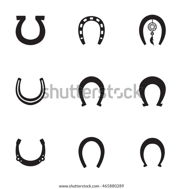 馬蹄のベクター画像セット 簡単な蹄形のイラスト 編集可能なエレメントは ロゴデザインで使用できます のベクター画像素材 ロイヤリティフリー