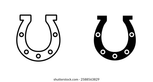 Horseshoe vectors icons set in filled and strokes on white background