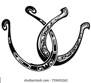 Horseshoe. Vintage vector engraving illustration for info graphic, poster, web. Black on white background