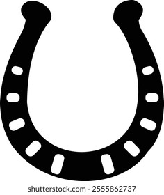 Horseshoe. Vintage vector engraving for info graphic, poster, web. Black on transparent background, Make a wish. Metal western talisman icon or sticker. Superstition symbol. Hope for the best.