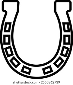 Horseshoe. Vintage vector engraving for info graphic, poster, web. Black on transparent background, Make a wish. Metal western talisman icon or sticker. Superstition symbol. Hope for the best.