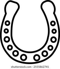 Horseshoe. Vintage vector engraving for info graphic, poster, web. Black on transparent background, Make a wish. Metal western talisman icon or sticker. Superstition symbol. Hope for the best.