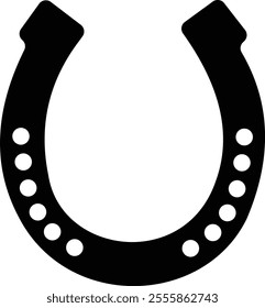 Horseshoe. Vintage vector engraving for info graphic, poster, web. Black on transparent background, Make a wish. Metal western talisman icon or sticker. Superstition symbol. Hope for the best.