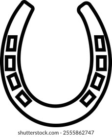 Horseshoe. Vintage vector engraving for info graphic, poster, web. Black on transparent background, Make a wish. Metal western talisman icon or sticker. Superstition symbol. Hope for the best.