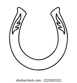 Horseshoe. Vintage vector outline illustration.