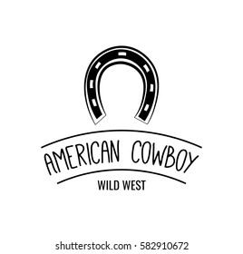 Horseshoe. Wild West Label. Good Luck Badge. Western Illustration Vector. Isolated On White Background