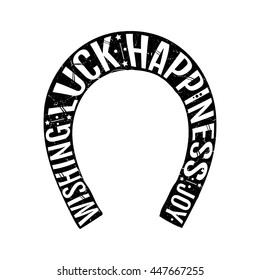 Horseshoe. Wishes of good luck. Illustrations for printing on T-shirts, posters. Vintage illustration. St.Patrick 's Day.