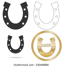 Horseshoes, horseshoe icon, good luck symbol. Flat design, vector.