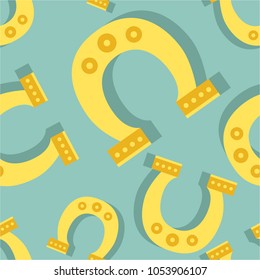 Horseshoes icons, hand drawn background. Colorful seamless pattern vector. Decorative wallpaper, good for printing. Overlapping background with symbol of luck