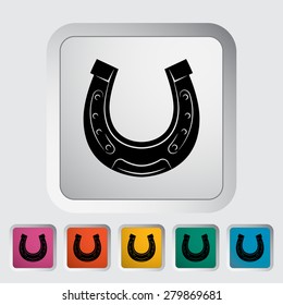 Horseshoes. Single flat icon on the button. Vector illustration.