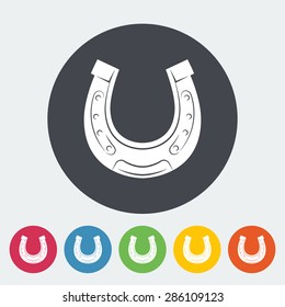 Horseshoes. Single flat icon on the circle button. Vector illustration.