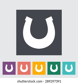 Horseshoes. Single flat icon on the button. Vector illustration.