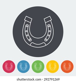 Horseshoes. Single flat icon on the circle button. Vector illustration.