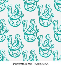 horseshoes vector seamless pattern on white background