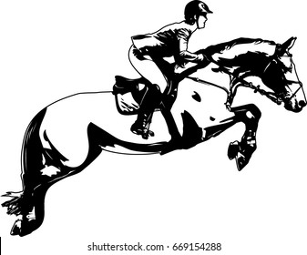 702 Horse jumping fence Stock Vectors, Images & Vector Art | Shutterstock