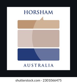 Geometrisches, kreatives Logo auf dem Stadtplan von Horsham
