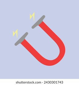 Horshoe shaped magnet icon - flat design