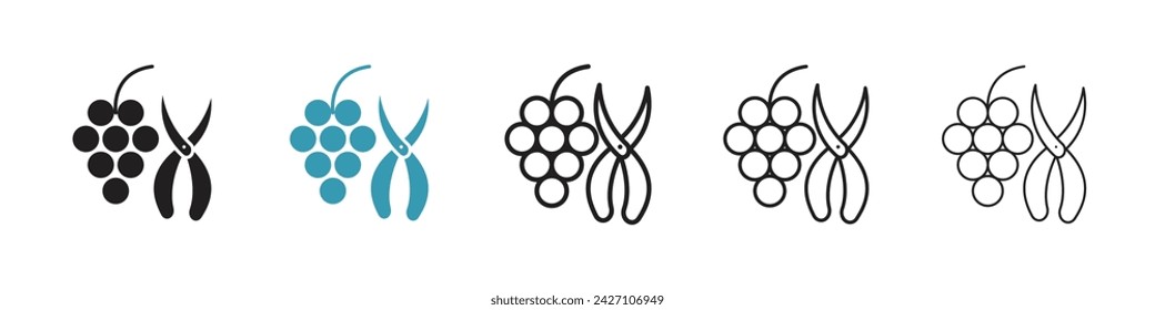 Horticultural Care Vector Icon Set. Vineyard Trimming Vector Symbol for UI Design.