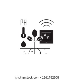 Horticulture automation black vector concept icon. Horticulture automation flat illustration, sign