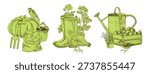 Horticulture and gardening vector icons