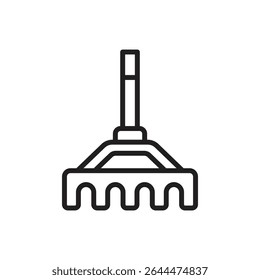 Horticulture Rake Outline Icon Vector Illustration