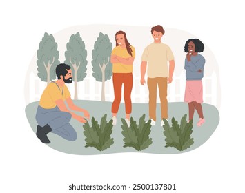 Horticulture technician isolated cartoon vector illustrations. Group of technical college students become agricultural workers, teacher supervision, associate degree vector cartoon.