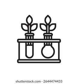 Ilustração do vetor do ícone do contorno do tubo de ensaio da horticultura