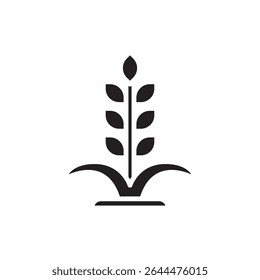 Horticulture Wheat Plant Filled Icon Vector Illustration