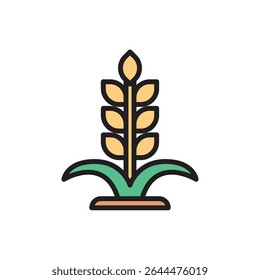 Ilustração vetorial do ícone da planta de trigo para horticultura