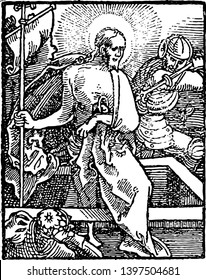 Hortulus Animae was created by German Renaissance artist Hans Baldung Grun vintage line drawing or engraving illustration.