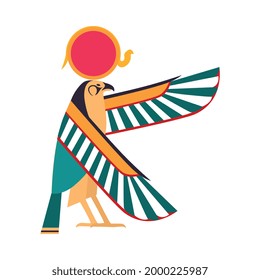 Horus as Ancient Egyptian Deity of Sun and Egypt Symbol Vector Illustration