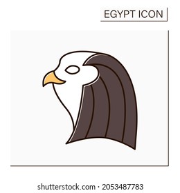 Horus color icon. Falcon-headed god.God of sky, royalty, and sun. Pharaons patron.Egypt concept. Isolated vector illustration