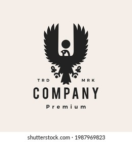 horus eagle falcon bird egypt hipster vintage logo vector icon illustration