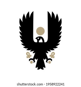 horus eagle falcon bird egyptian logo vector icon illustration