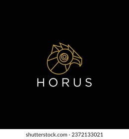 Horus egyptian god logo icon design template. elegant luxury gold flat vector
