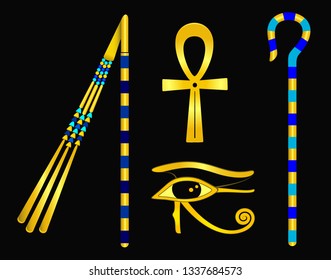 Horus Eye, Ankh, Crook And Flail