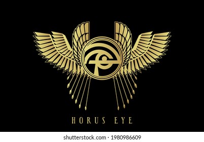 Horus Eye with ankh wings pharaoh symbol