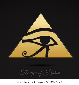 Horus eye icon on black background. Vector art.